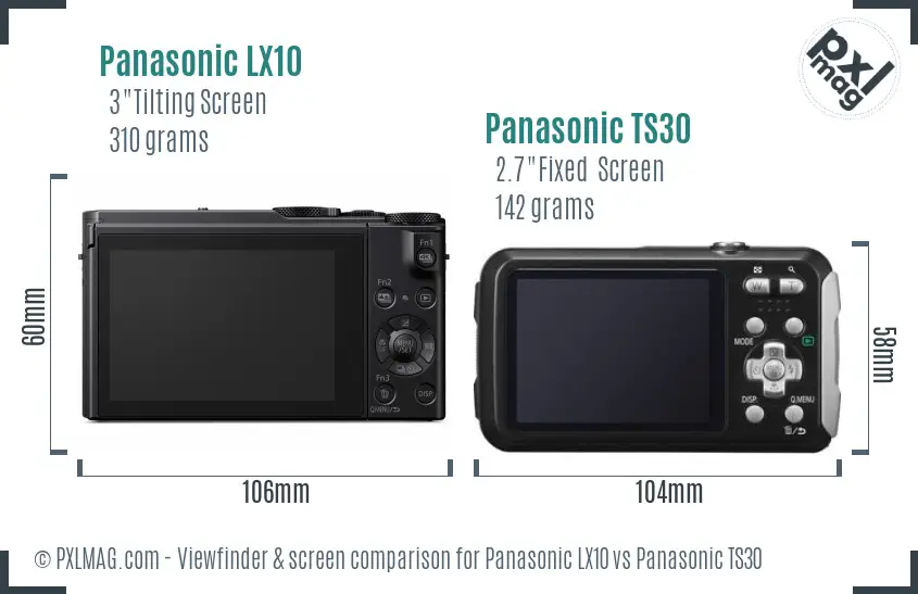 Panasonic LX10 vs Panasonic TS30 Screen and Viewfinder comparison