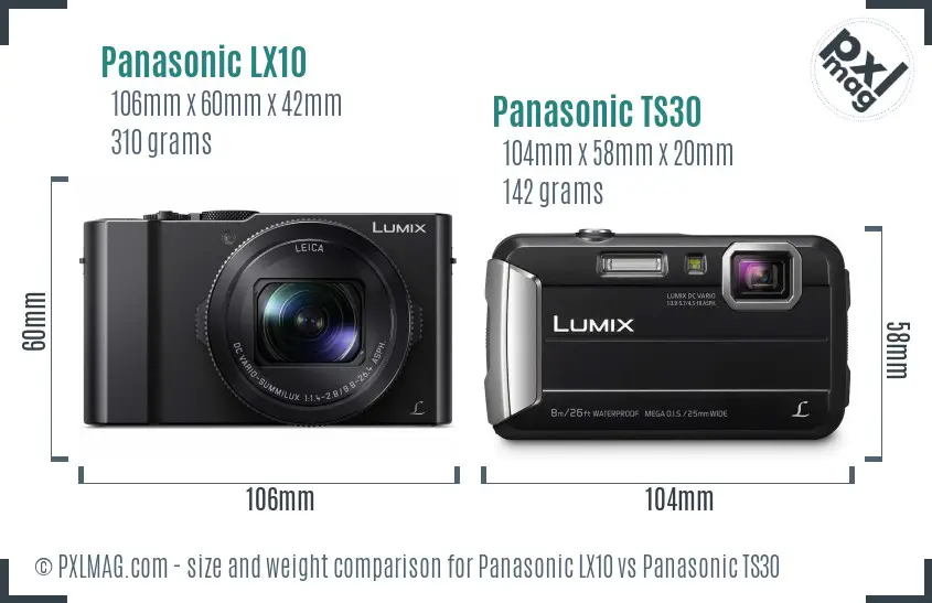 Panasonic LX10 vs Panasonic TS30 size comparison
