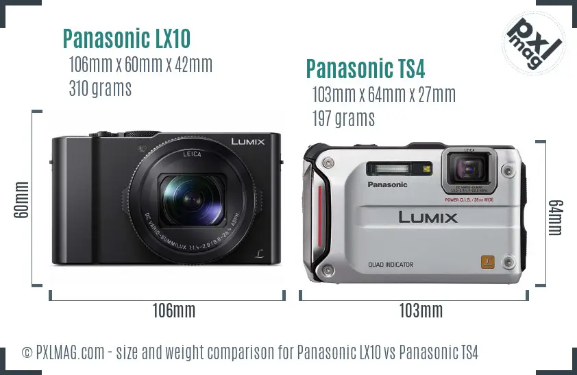 Panasonic LX10 vs Panasonic TS4 size comparison
