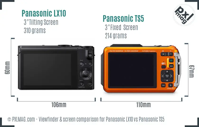 Panasonic LX10 vs Panasonic TS5 Screen and Viewfinder comparison