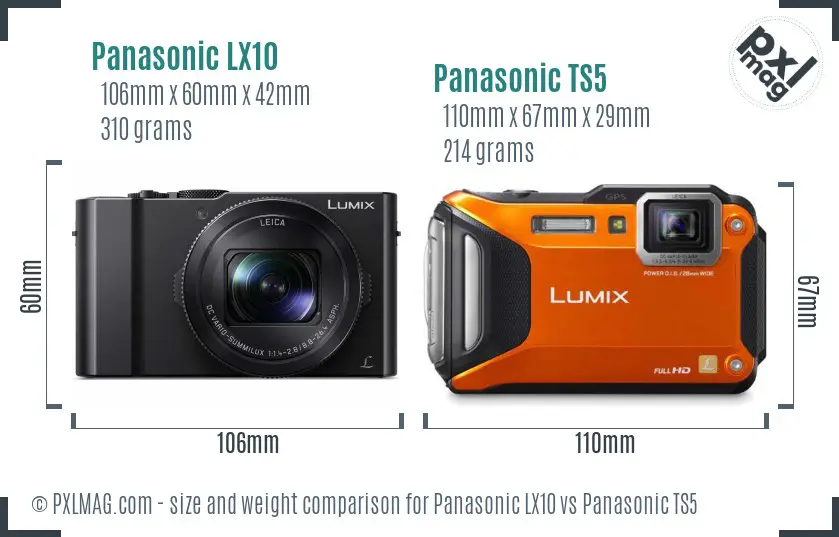 Panasonic LX10 vs Panasonic TS5 size comparison
