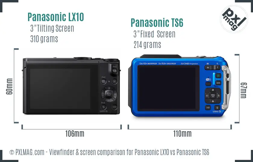 Panasonic LX10 vs Panasonic TS6 Screen and Viewfinder comparison