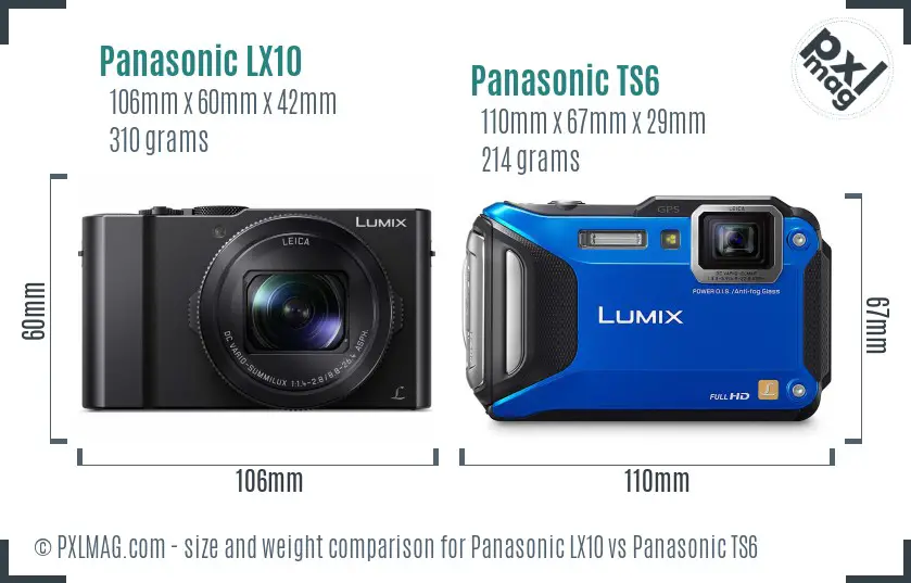 Panasonic LX10 vs Panasonic TS6 size comparison