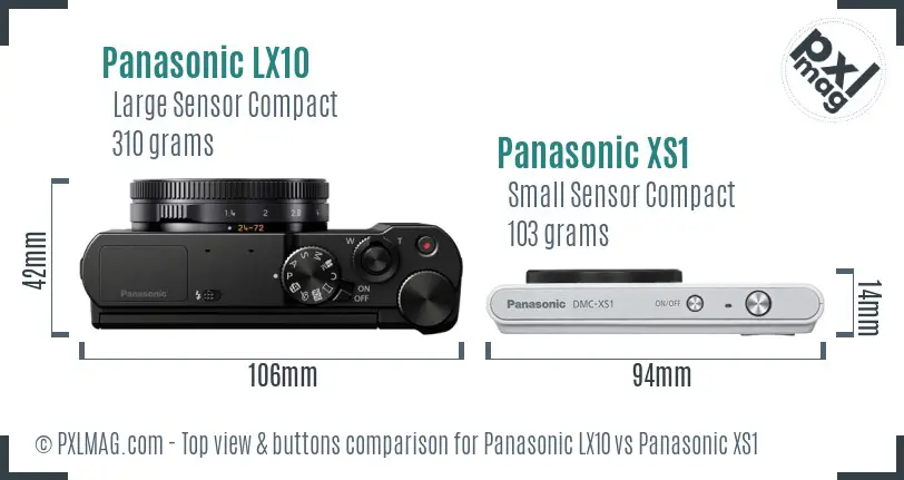 Panasonic LX10 vs Panasonic XS1 top view buttons comparison