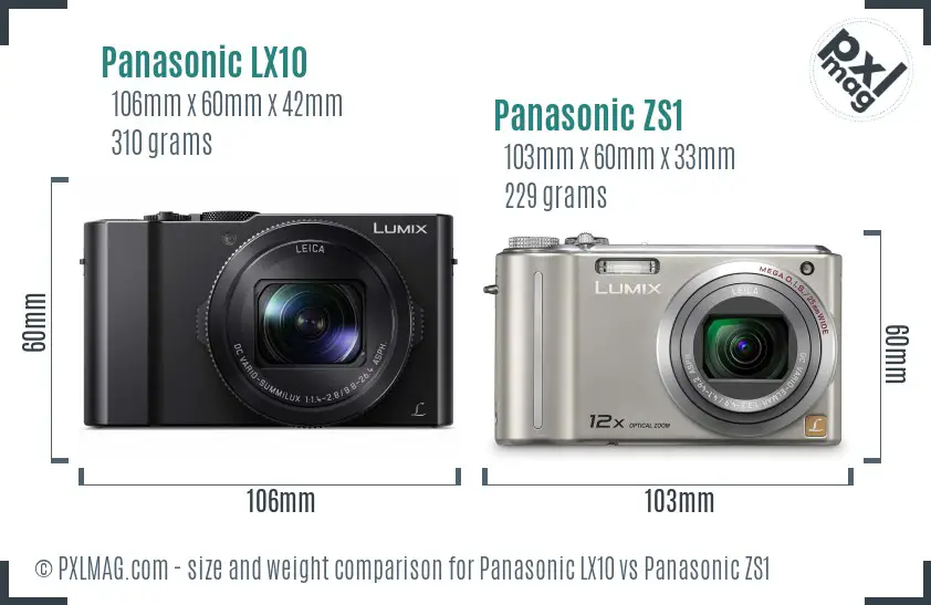 Panasonic LX10 vs Panasonic ZS1 size comparison