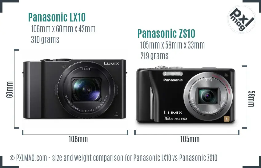 Panasonic LX10 vs Panasonic ZS10 size comparison