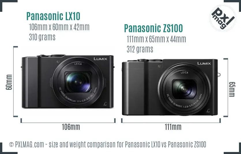 Panasonic LX10 vs Panasonic ZS100 size comparison