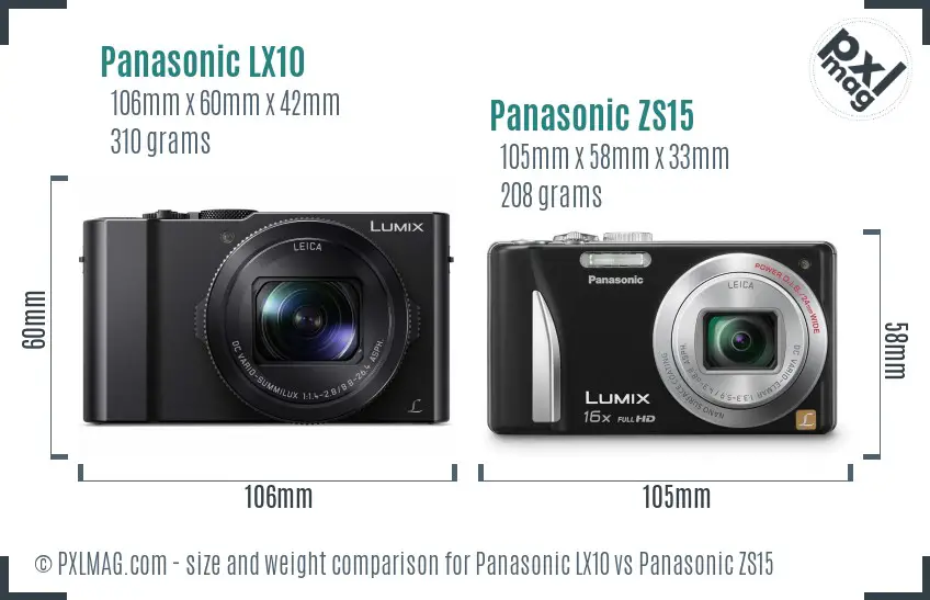 Panasonic LX10 vs Panasonic ZS15 size comparison