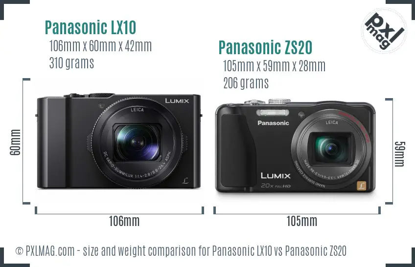 Panasonic LX10 vs Panasonic ZS20 size comparison