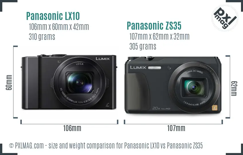 Panasonic LX10 vs Panasonic ZS35 size comparison