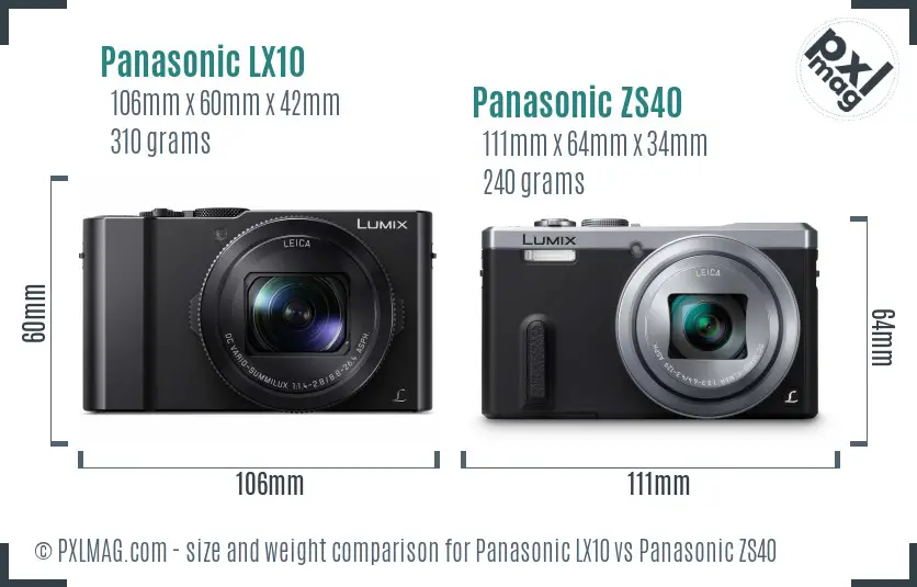 Panasonic LX10 vs Panasonic ZS40 size comparison