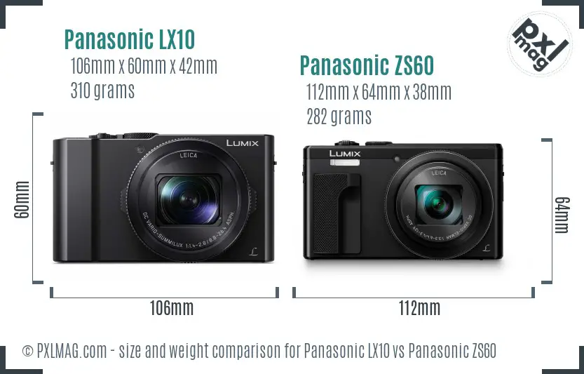 Panasonic LX10 vs Panasonic ZS60 size comparison