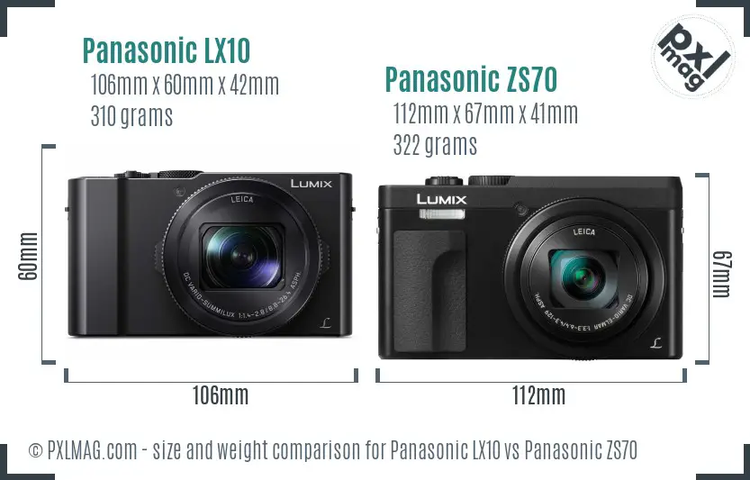 Panasonic LX10 vs Panasonic ZS70 size comparison