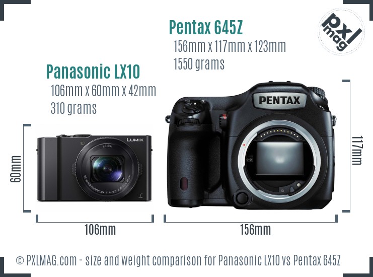 Panasonic LX10 vs Pentax 645Z size comparison