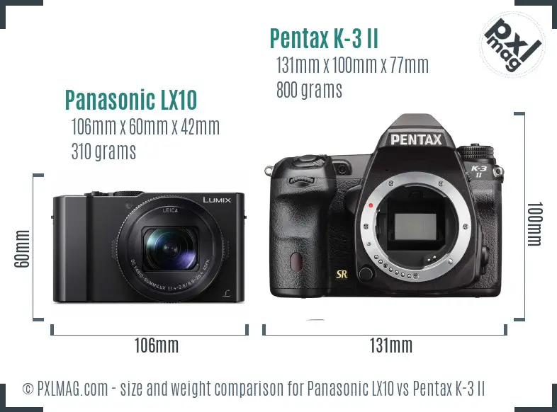 Panasonic LX10 vs Pentax K-3 II size comparison