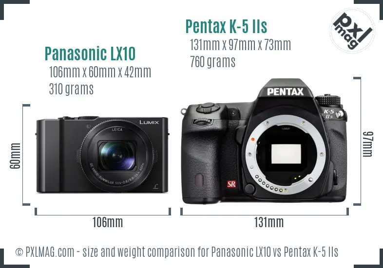 Panasonic LX10 vs Pentax K-5 IIs size comparison