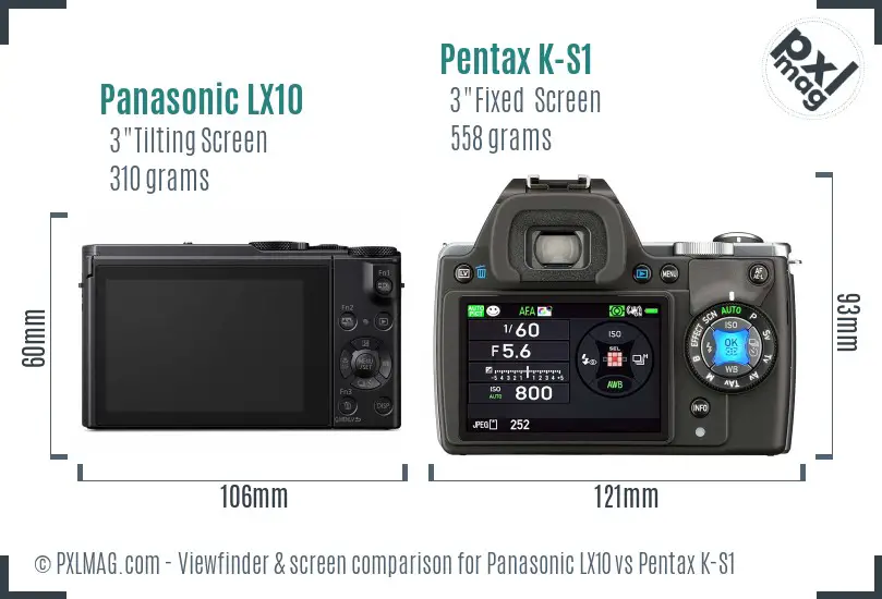 Panasonic LX10 vs Pentax K-S1 Screen and Viewfinder comparison
