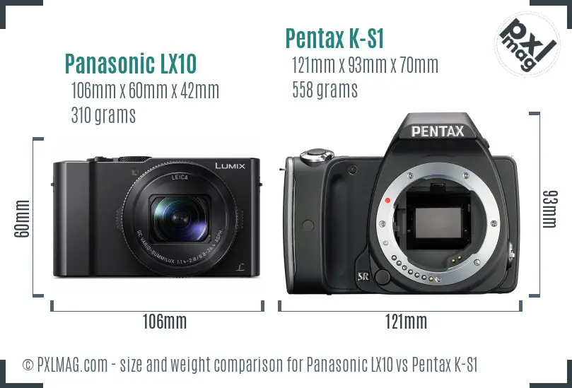 Panasonic LX10 vs Pentax K-S1 size comparison