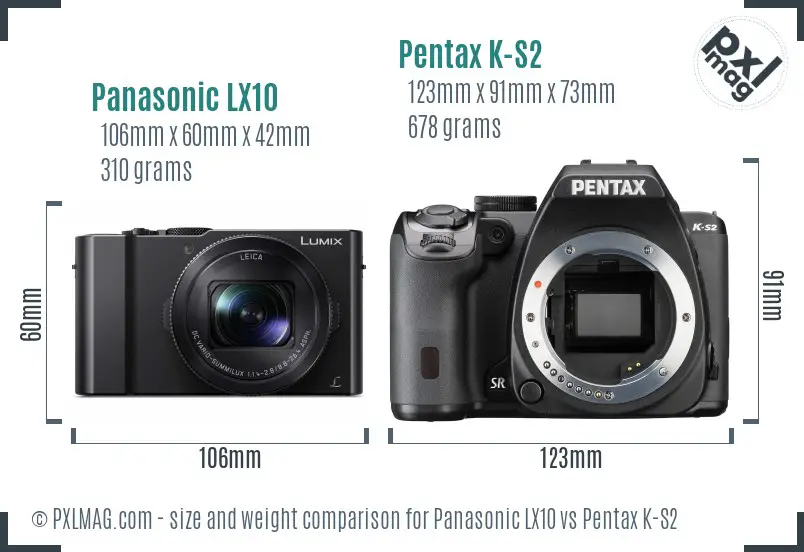 Panasonic LX10 vs Pentax K-S2 size comparison