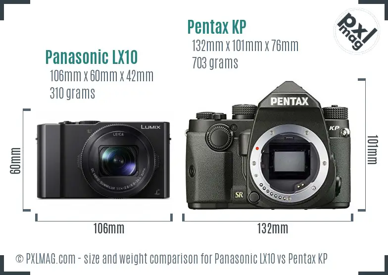 Panasonic LX10 vs Pentax KP size comparison