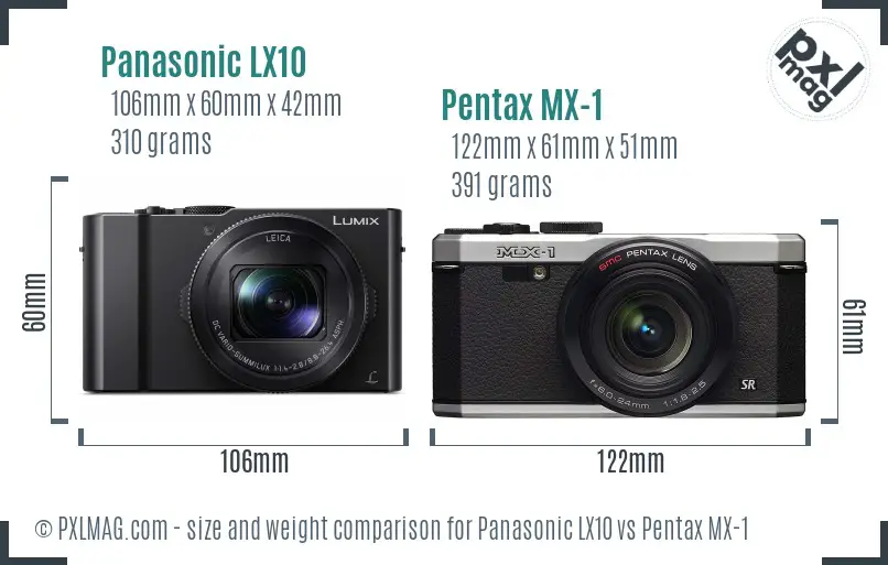 Panasonic LX10 vs Pentax MX-1 size comparison