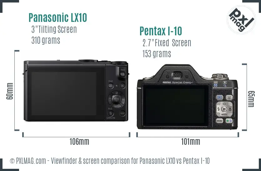Panasonic LX10 vs Pentax I-10 Screen and Viewfinder comparison