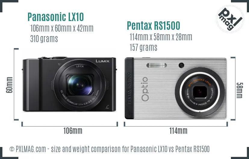 Panasonic LX10 vs Pentax RS1500 size comparison