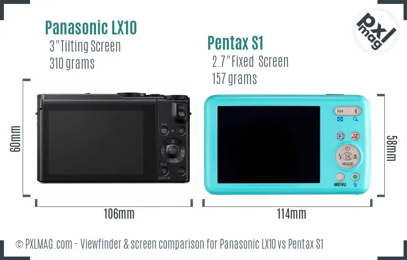 Panasonic LX10 vs Pentax S1 Screen and Viewfinder comparison