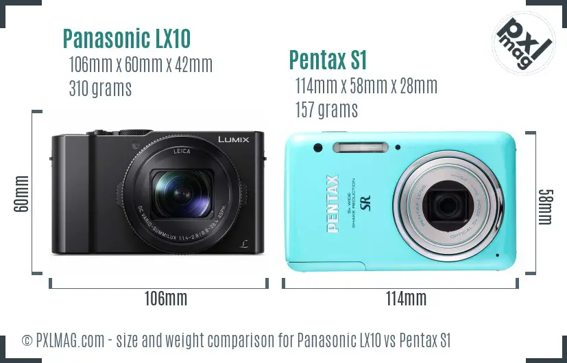 Panasonic LX10 vs Pentax S1 size comparison