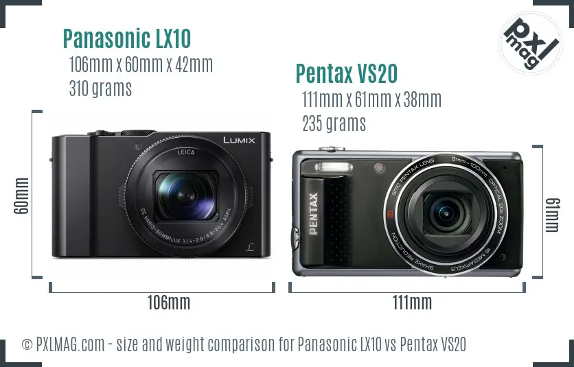 Panasonic LX10 vs Pentax VS20 size comparison