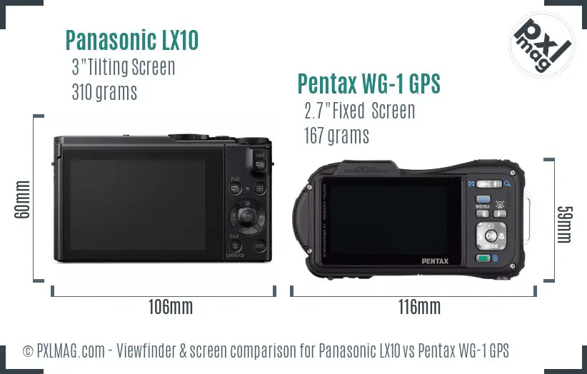 Panasonic LX10 vs Pentax WG-1 GPS Screen and Viewfinder comparison
