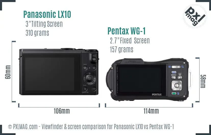 Panasonic LX10 vs Pentax WG-1 Screen and Viewfinder comparison