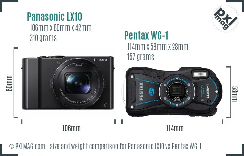 Panasonic LX10 vs Pentax WG-1 size comparison