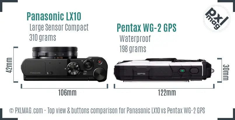 Panasonic LX10 vs Pentax WG-2 GPS top view buttons comparison