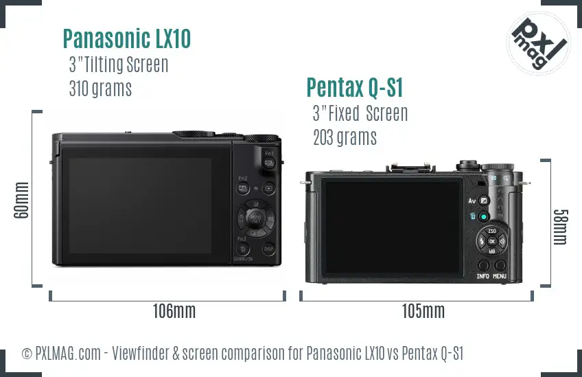 Panasonic LX10 vs Pentax Q-S1 Screen and Viewfinder comparison