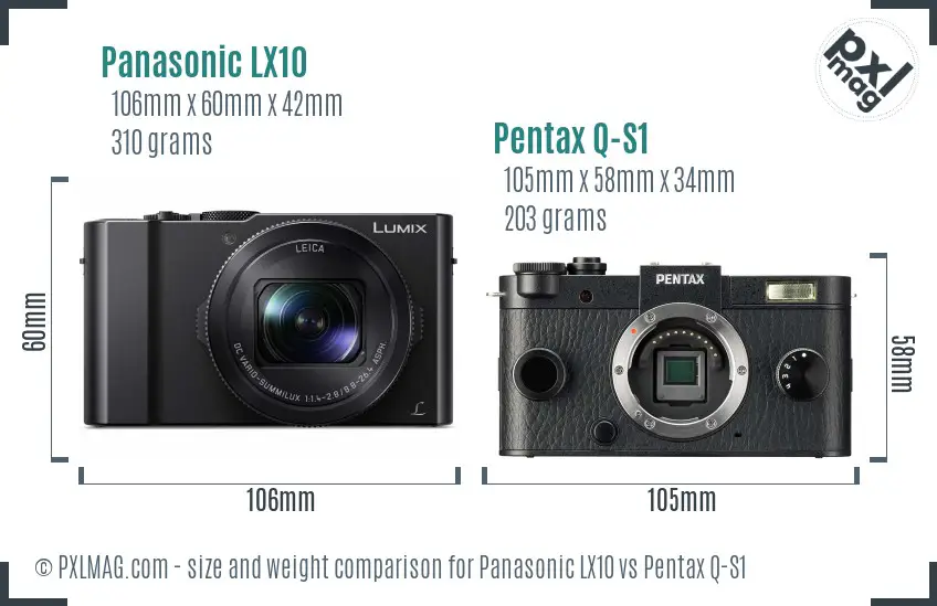 Panasonic LX10 vs Pentax Q-S1 size comparison