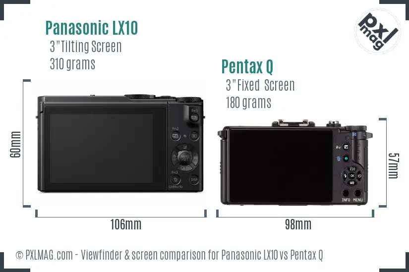 Panasonic LX10 vs Pentax Q Screen and Viewfinder comparison