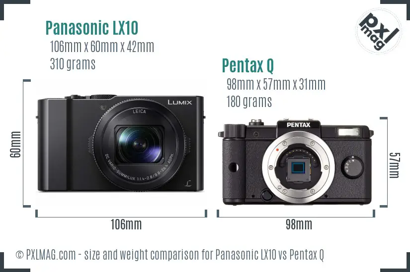 Panasonic LX10 vs Pentax Q size comparison