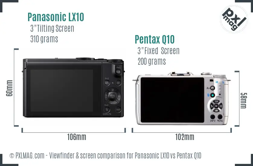 Panasonic LX10 vs Pentax Q10 Screen and Viewfinder comparison