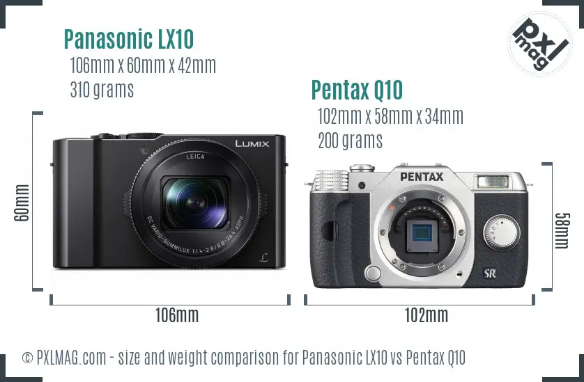 Panasonic LX10 vs Pentax Q10 size comparison