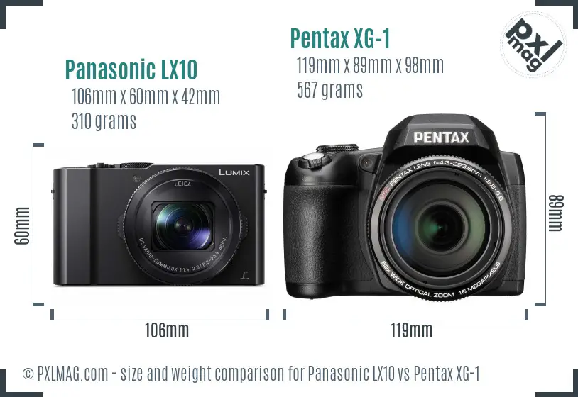 Panasonic LX10 vs Pentax XG-1 size comparison