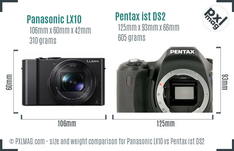Panasonic LX10 vs Pentax ist DS2 size comparison
