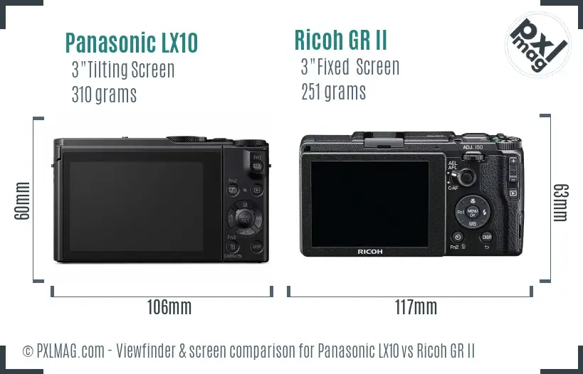 Panasonic LX10 vs Ricoh GR II Screen and Viewfinder comparison