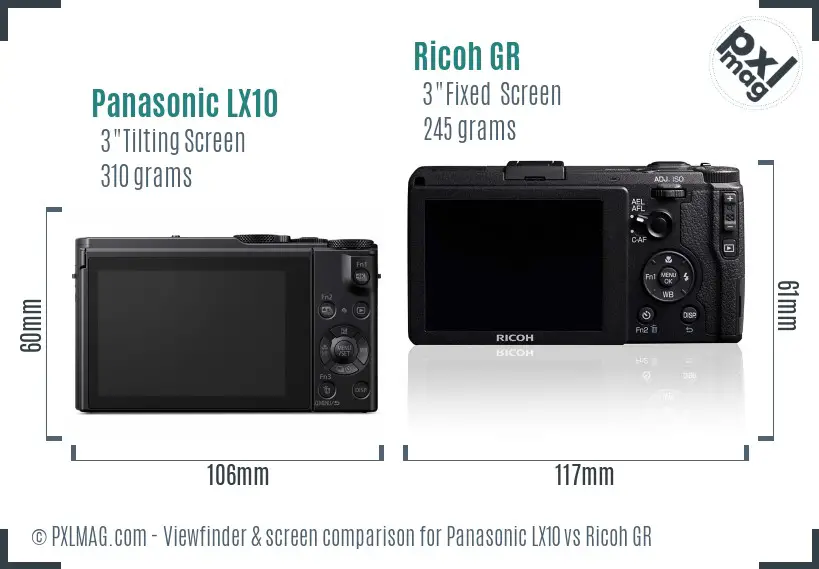 Panasonic LX10 vs Ricoh GR Screen and Viewfinder comparison