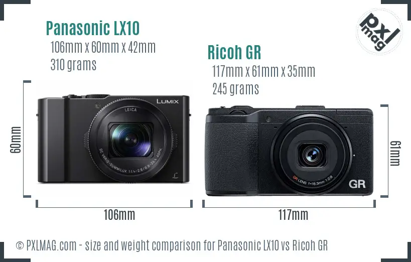 Panasonic LX10 vs Ricoh GR size comparison