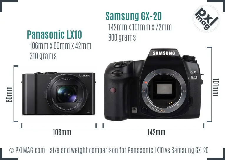Panasonic LX10 vs Samsung GX-20 size comparison