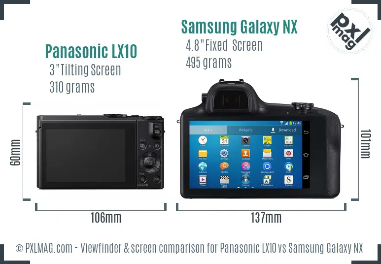 Panasonic LX10 vs Samsung Galaxy NX Screen and Viewfinder comparison
