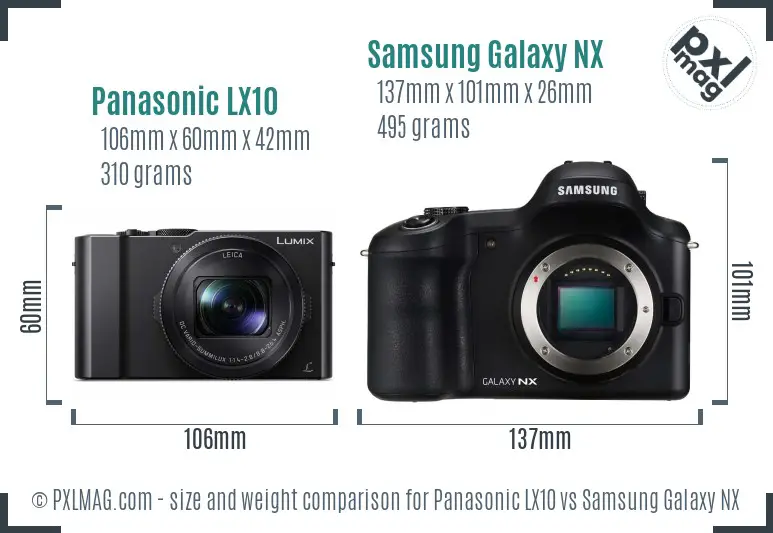 Panasonic LX10 vs Samsung Galaxy NX size comparison