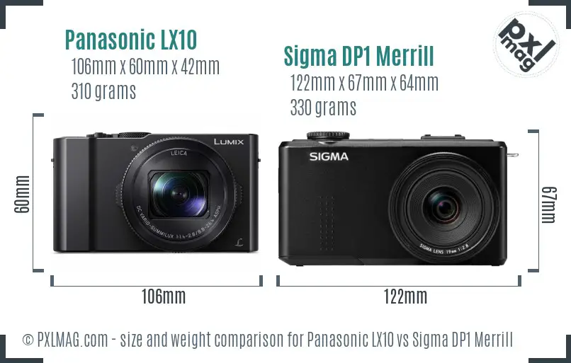 Panasonic LX10 vs Sigma DP1 Merrill size comparison