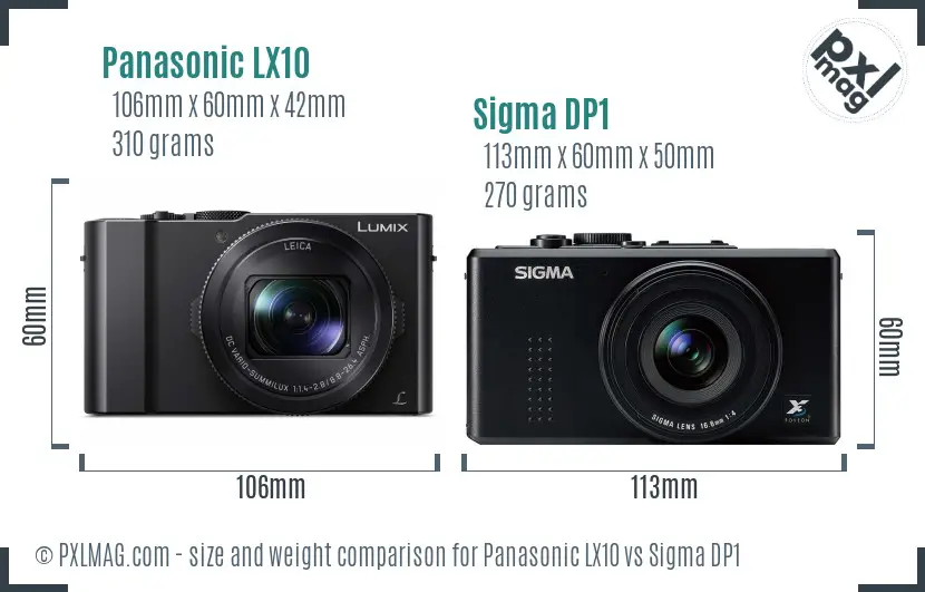 Panasonic LX10 vs Sigma DP1 size comparison